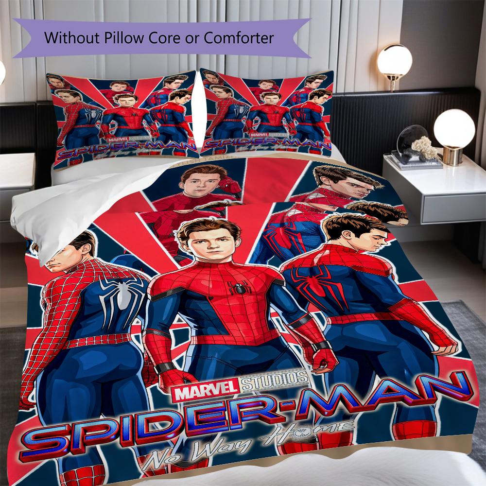 1PC Spider-Man pattern Bedding Quilt Set Quilt Cover Pillowcase Home Decoration Birthday Gift (1 * duvet cover + 2 * pillowcase, without core)