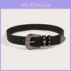 Vintage Woman Retro Carved Western Buckle Leather Belt For Fashion And Casual Wear