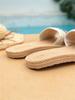 Ethnic Style Thick-Soled Large Size Flat Sandals with Hemp Rope Sole and Open-Toe Design.
