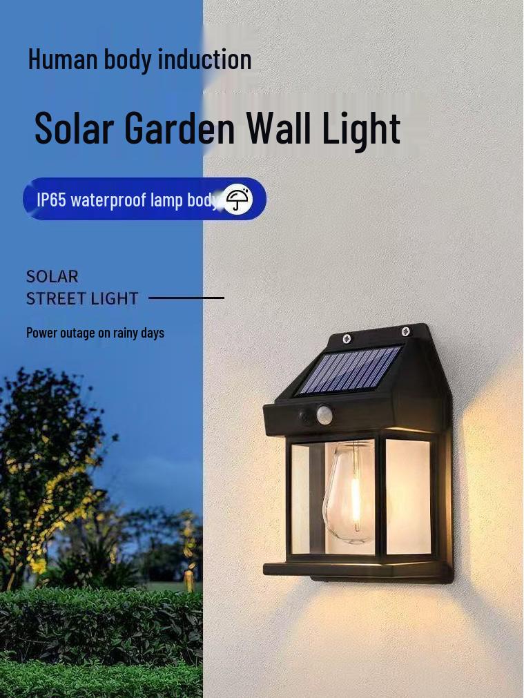 Solar Waterproof Outdoor Tungsten Filament Courtyard Wall Lamp