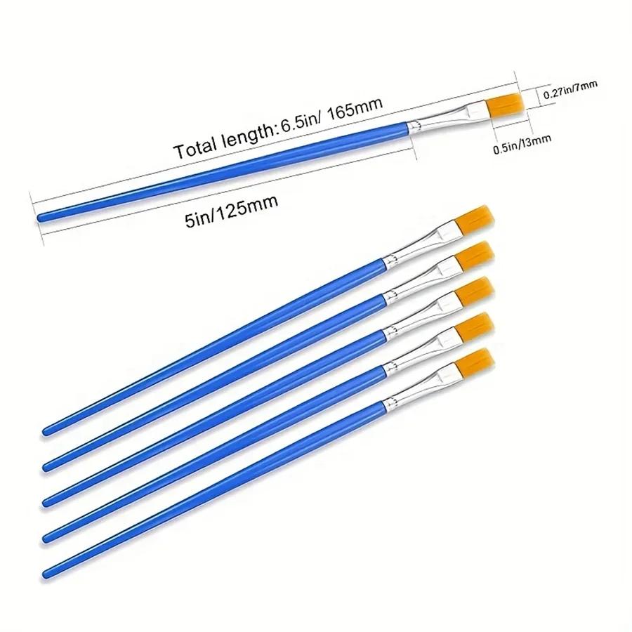 50Pcs Painting Brushes Set Art Round Flat Hair Nylon Hair Paint Brush for Oil Acrylic Watercolor Kids/Artists/Beginners/Student