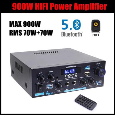 AK55 900W Home Power Amplifier 2.0 Channel Bluetooth 5.0 Hifi Digital Stereo Sound Amplifier 2.0 450W+450W Subwoofer