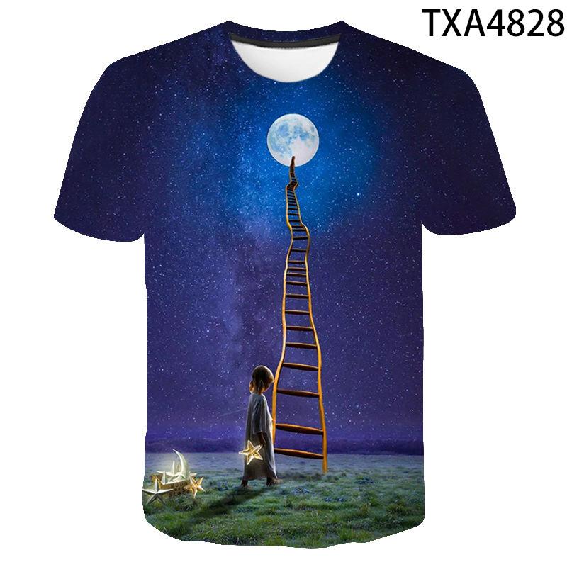 

Fashion T shirt Men Women Children Tshirt Moon 3D Printed T-shirt Cool New Summer Casual Short Sleeve Boy Girl Tops Tees 6XL
