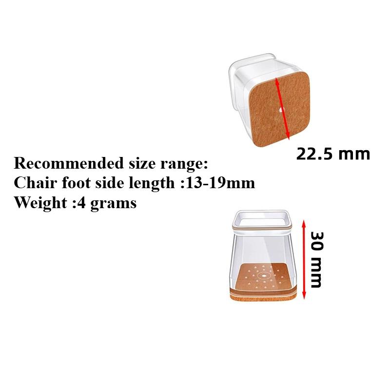 

4 шт. Защитные накладки на ножки стульев для паркетных полов, силиконовые колпачки для ножек стульев, накладки для мебели, скользящие накладки с обернутым войлочным дном 4pcs