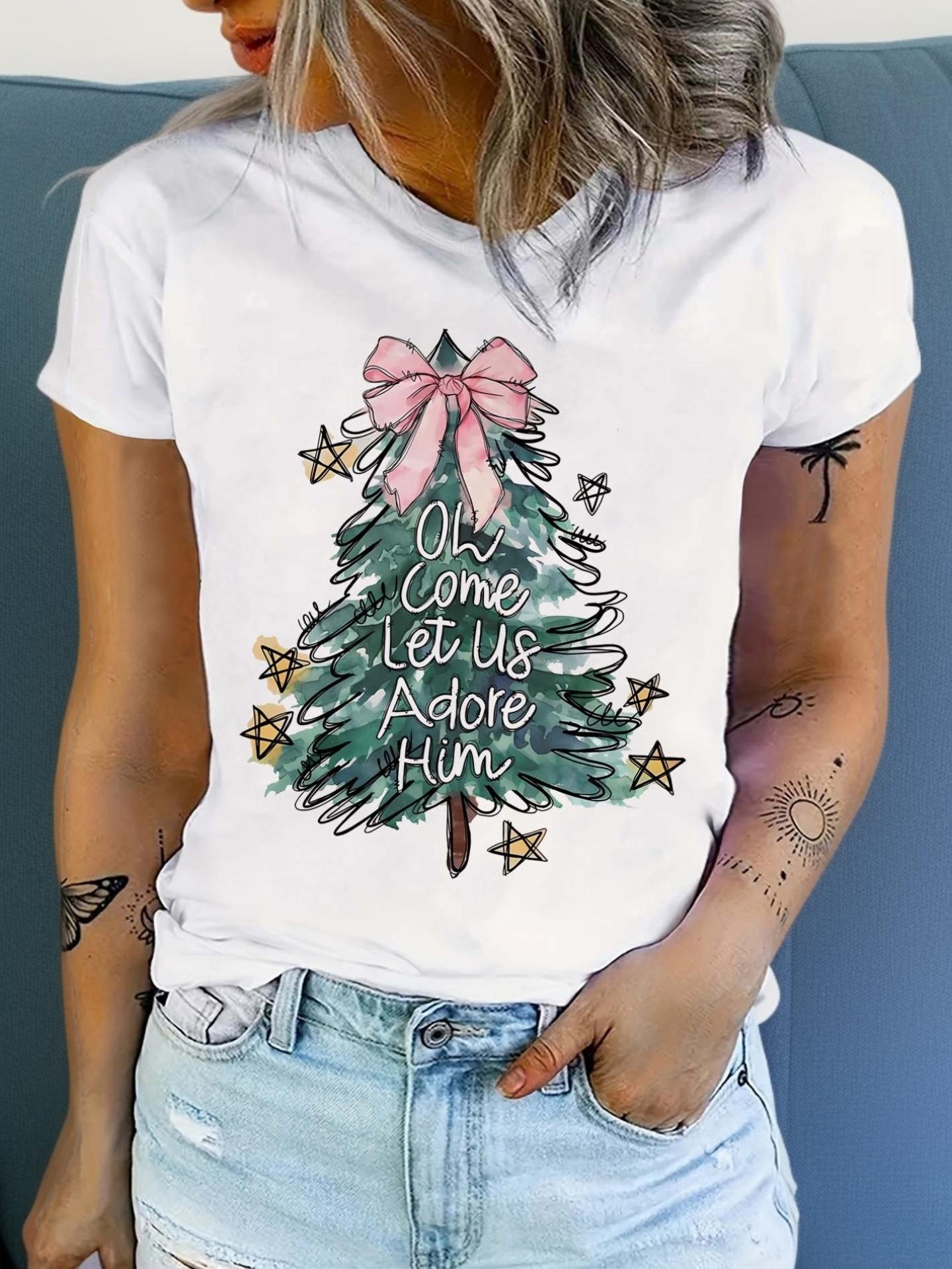 Christmas Tree Oh Come Let Us Adore Him T-shirt XXL