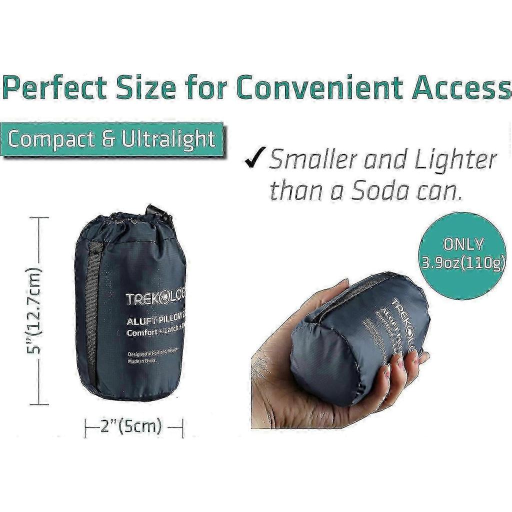 TREKOLOGY ALUFT 2.0 Ultralight Inflatable Camping Pillow, Ergonomic Design for Neck and Lumbar Support, Portable Travel Sleep Pillow
