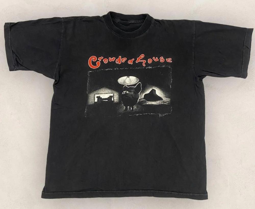 Vtg Crowded House Band Alone Together European Tour Cotton Black Shirt BL576 Unisex T-Shirt S