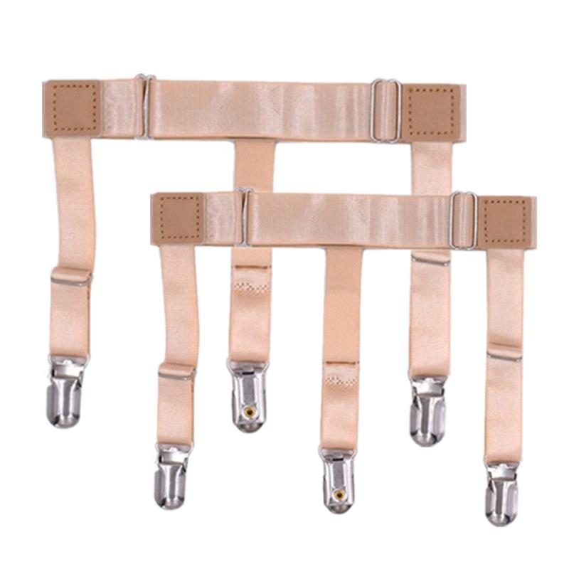 1 Pair Elastic Mens Shirt Stays Striped Suspenders Straps Anti-skid Belt Garters Nylon Adjustable Shirt Holders For Male
