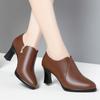 Spring Autumn Fashion Block Heel Deep Mouth Woman Pumps Soft Leather Shoes High Heels Solid Office Party Shoes