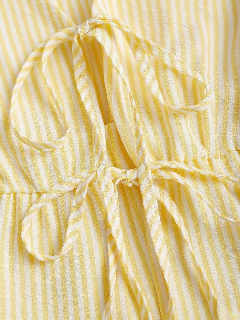 Accogliente Set Due Pezzi a Strisce con Lacci e Maniche Lunghe