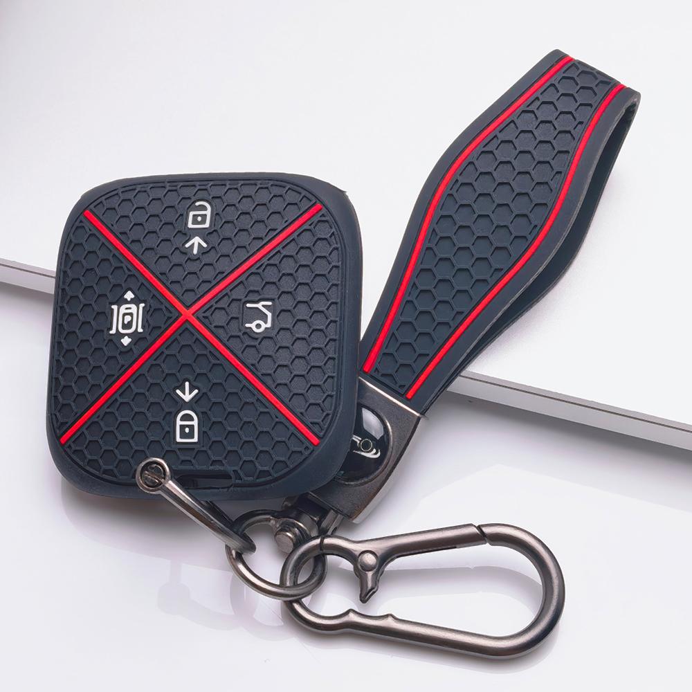 Soft Silicone Remote Key Case for Zeekr Zeekr 001 Zeekr 009 Zeekr X Zeekr 007 with Keychain Honeycomb Texture Anti Scratch Key Shell Accessory