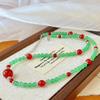 Vintage National Tide Necklace Women'S Natural Green Quartzite Chalcedony Collarbone Chain Niche Temperament Necklace