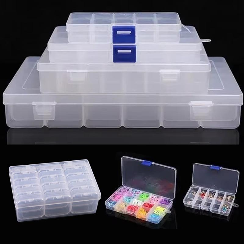 Storage Box Transparent Plastic Box Packaging Box Paper Clip Storage Portable Handheld DIY Handmade Material Desktop Storage TMZ