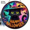 Wooden Halloween Sign with Black Cat Pattern Design - Unique Wall Pediments with Happy Halloween - Ideal for Front Door, Yard, Porch, Room Decor