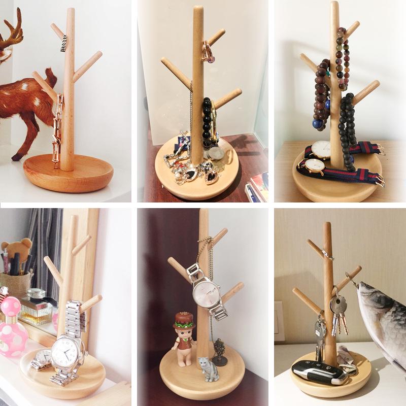 Solid Wood Jewelry Stand - Bracelet, Watch, Earrings, Rings Holder