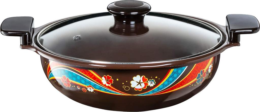 Takagi Metal Kagura Tabletop Induction (Hanraku) HA-KG24 Double-Handled Pot, Enamel, Compatible, 24cm, 2.7L