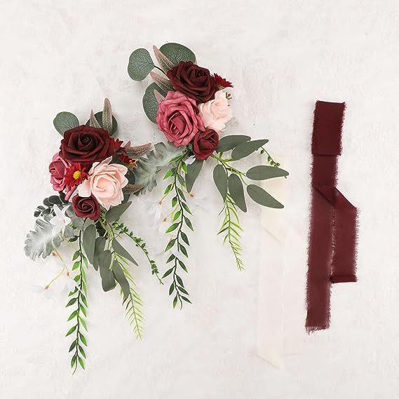 Western-Style Wedding Chair Back Flower Groom And Bride Decoration Outdoor Arched Door Mori Simulation Festive And Romantic