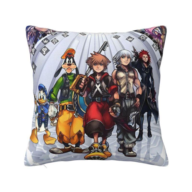 

Custom Modern Disney Anime Kingdom Hearts Sofa Cushion Cover Velvet Game Kawaii Cartoon Pillow Case Home Decorative 12x12Inch