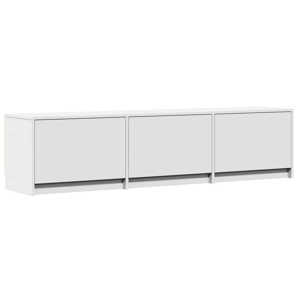 TV Stand with LED Lighting White 165 X 34 X 40 Cm Engineered Wood