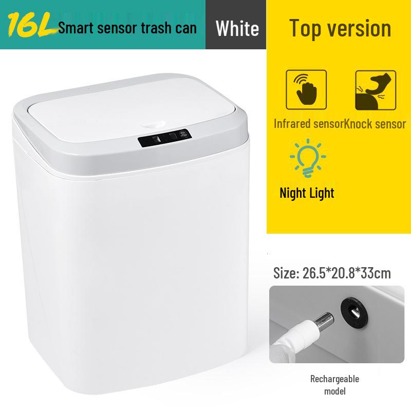 Silent Sensor Trash Can with Lid for Living Room, Bedroom, Bathroom, Kitchen