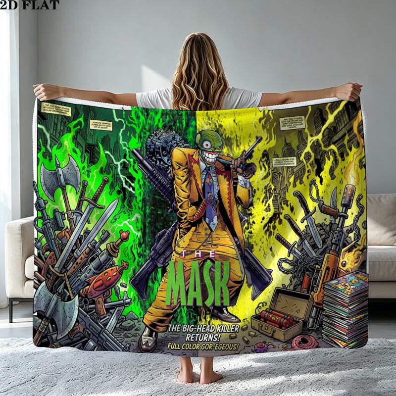 The mask Print Flannel Blanket High Quality Warm Comfortable Cover for All Seasons Perfect for Gifts Home Decor