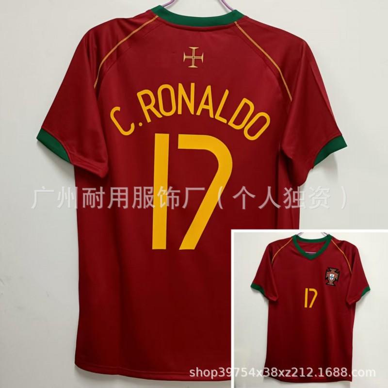 Retro Portugal Jerseys Commemorative Version No. 7 17 C Ronaldo Football Uniform Classic
