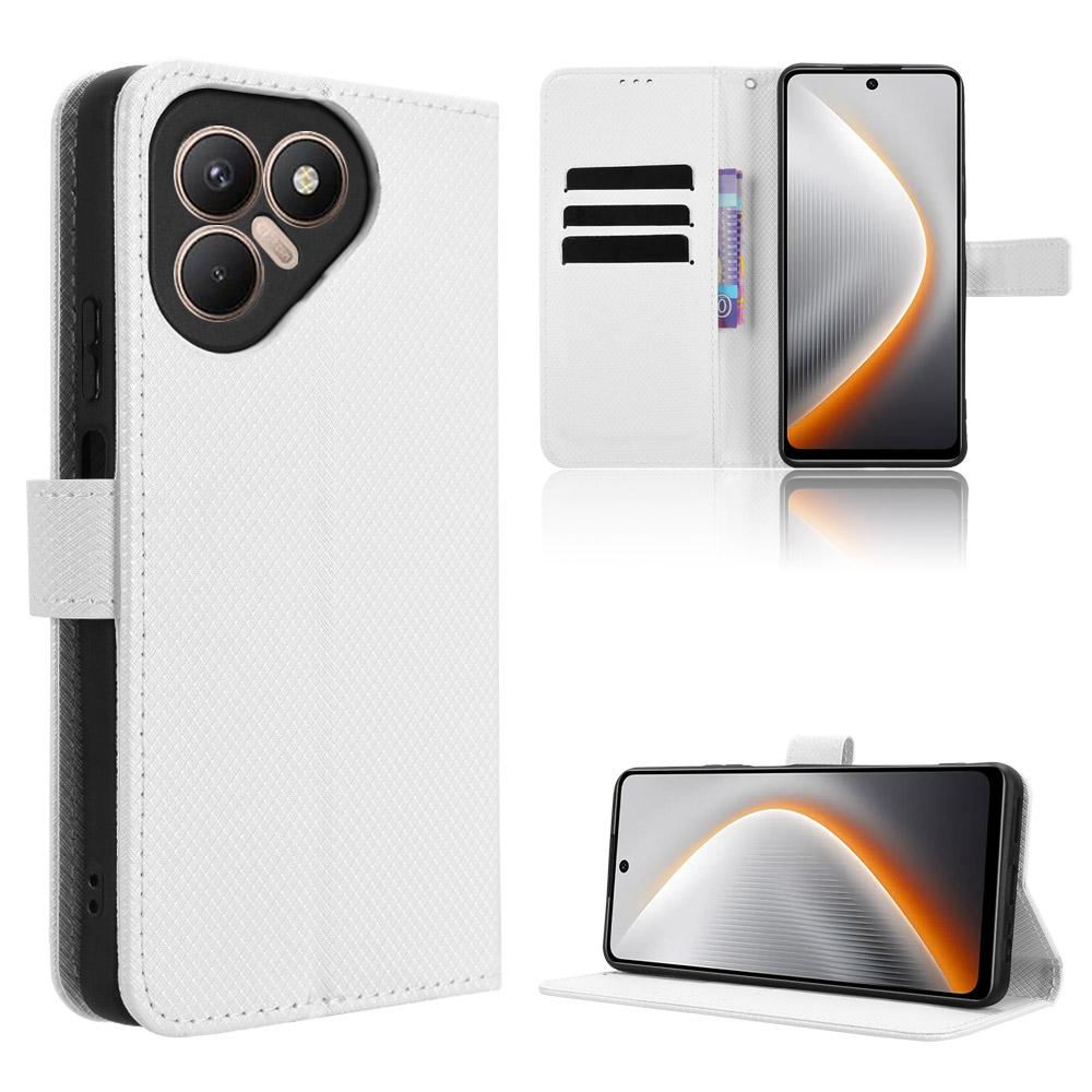 

Чехол-книжка для Tecno Pova 7 из ПУ кожи, защита всего корпуса с [блокировкой RFID], противоударный прочный ретро чехол для телефона for Tecno Pova 7 4G белый