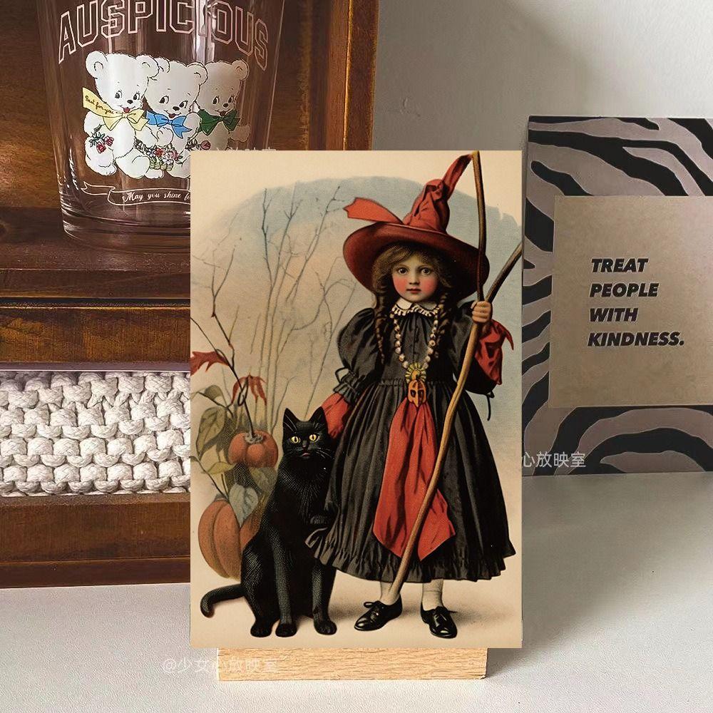 10pcs/set Black Cat Pumpkin Themed Halloween Message Cards  Home Party Decor