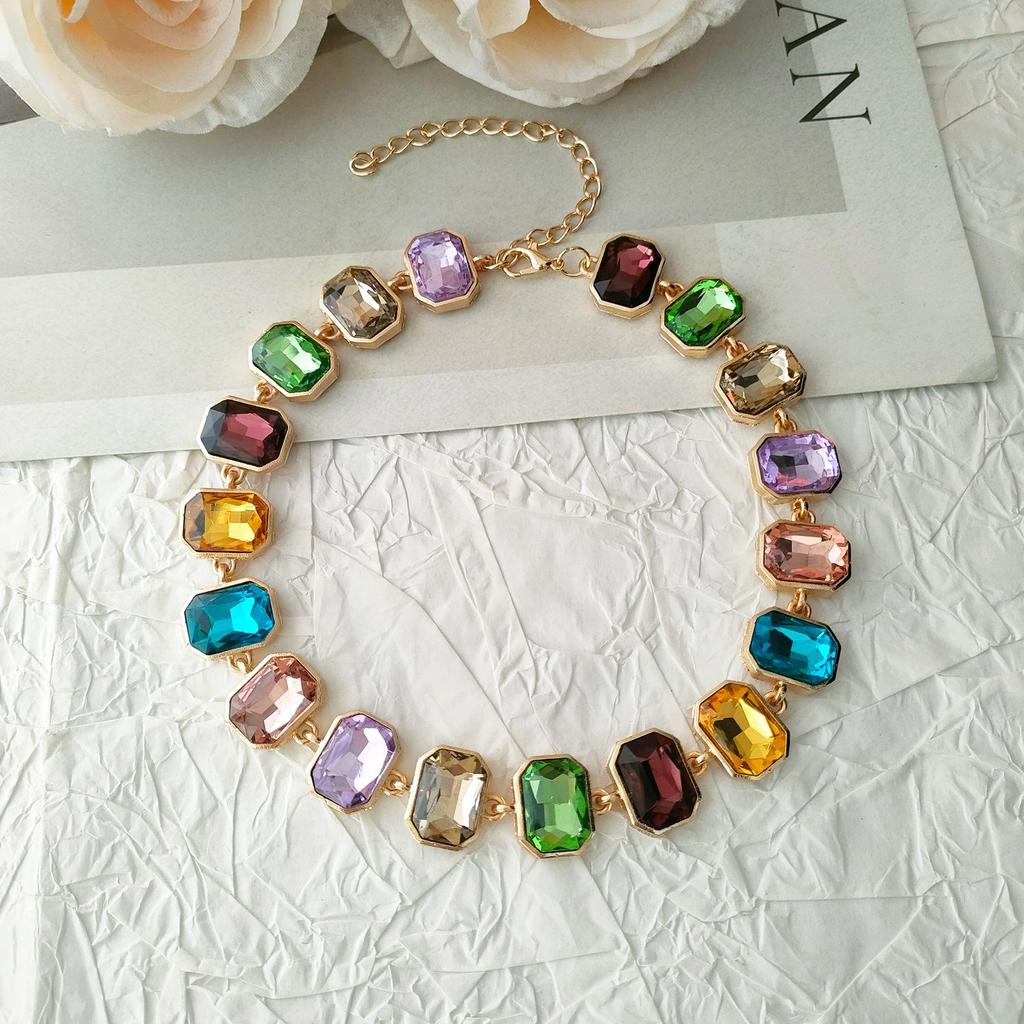 Bahar/Yaz Renkli Pırlanta Gerdanlık - Kadın Yüksek Kalite, Çok Yönlü Tasarım Köprücük Kemiği Kolyesi