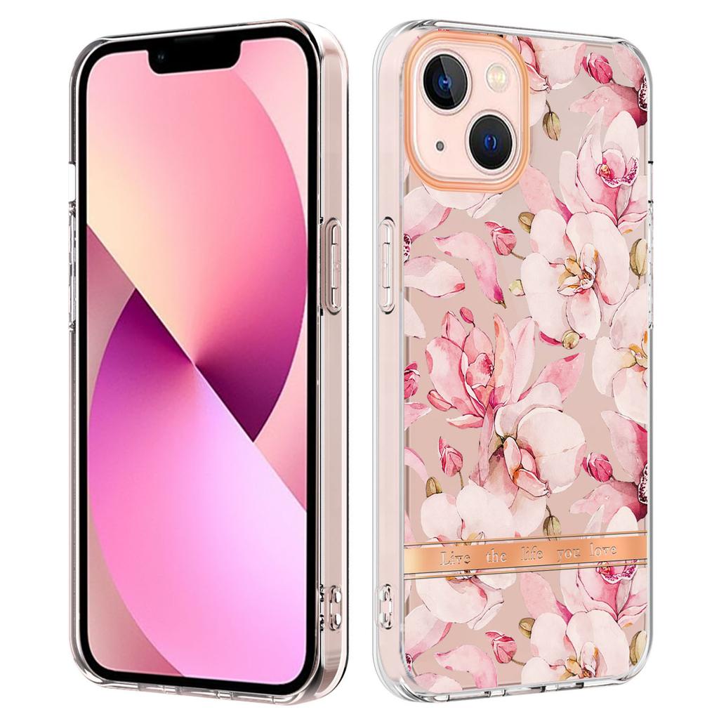 For iPhone 15 Case IMD IML Flower Pattern Electroplated TPU Back Cover