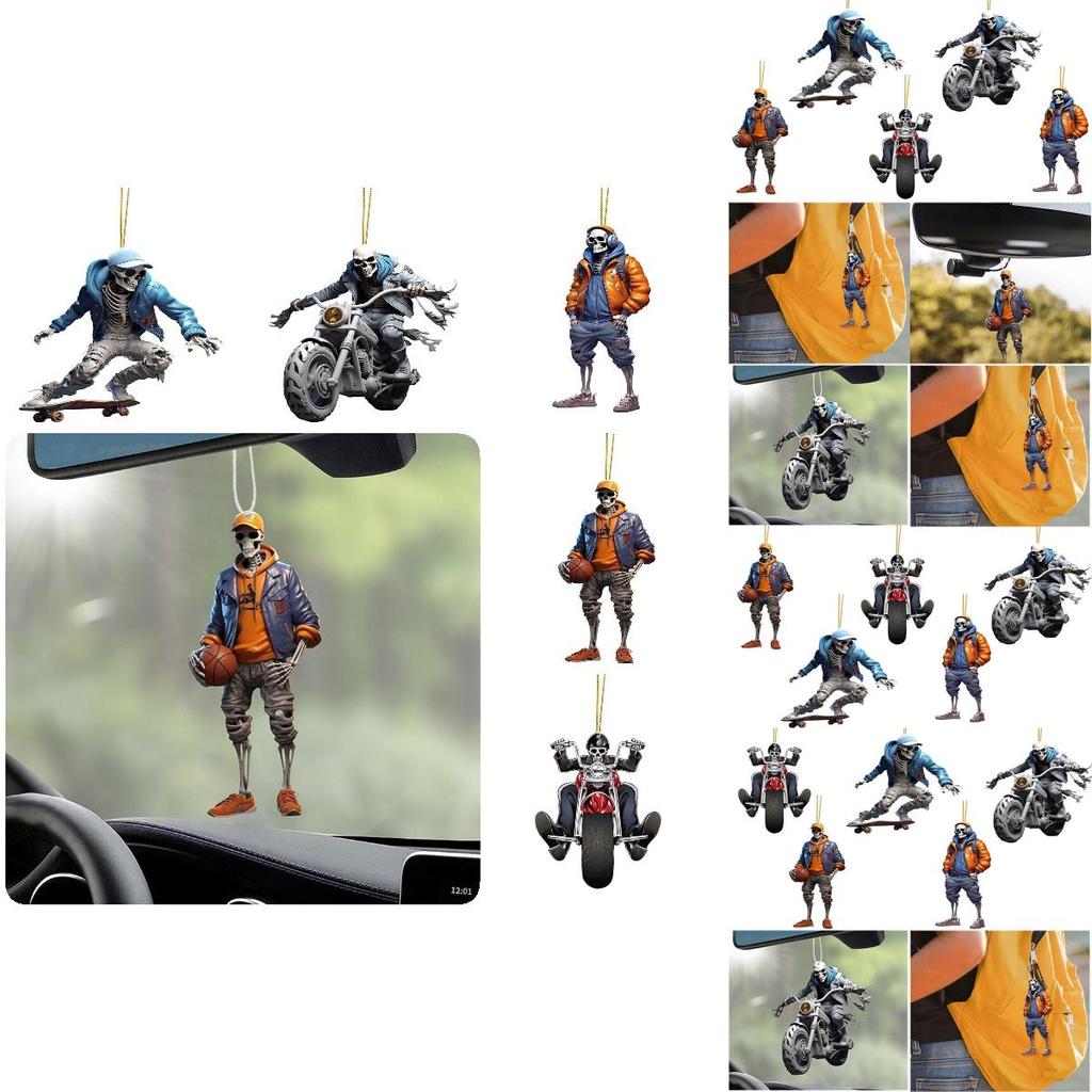 Unique Acrylic Cartoon Car Hanging Decoration Halloween Christmas Tree Ornaments Festive Home Decor