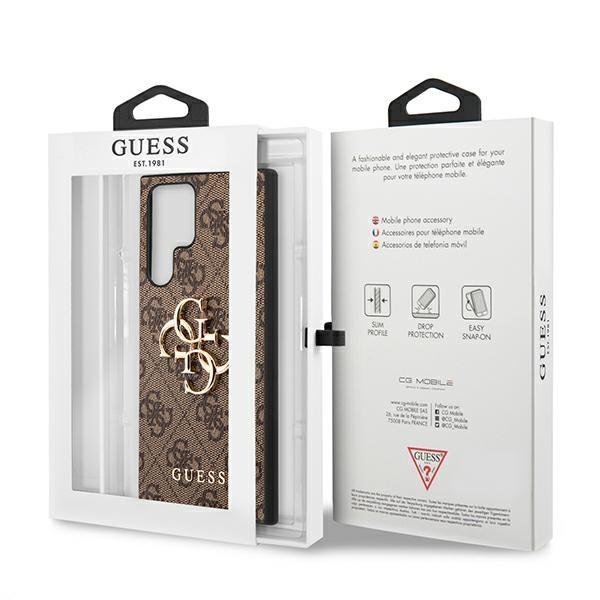 Guess Guhcs22L4Gmgbr S908 S22 Ultra Hnědý/Brown Pevný kryt 4G Velké kovové logo