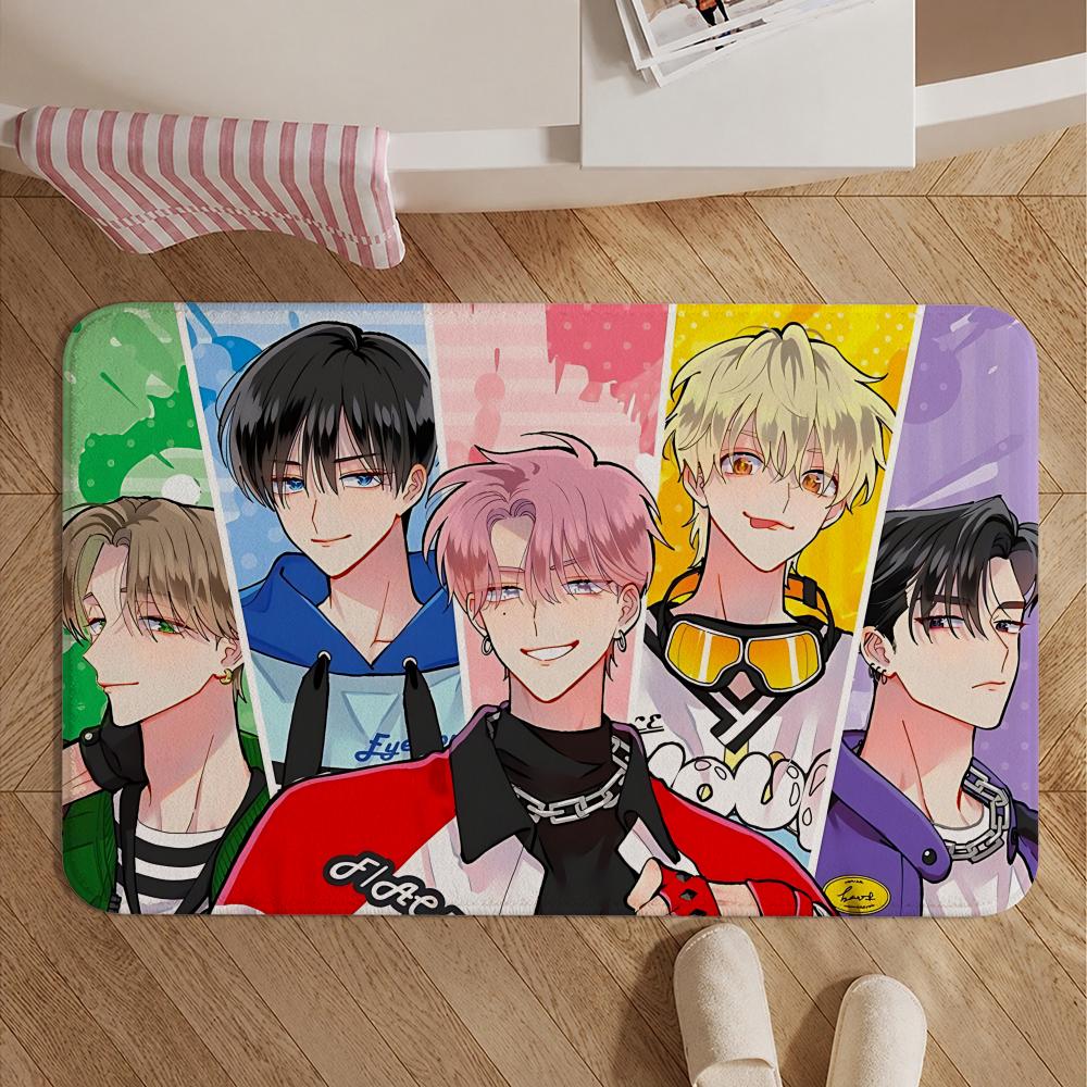 Manga-Tamon-kun Ima DocchiS Floor Mat Soft Non-Slip Bath Mat, Bedside Carpet, Absorbent Doormat for Home