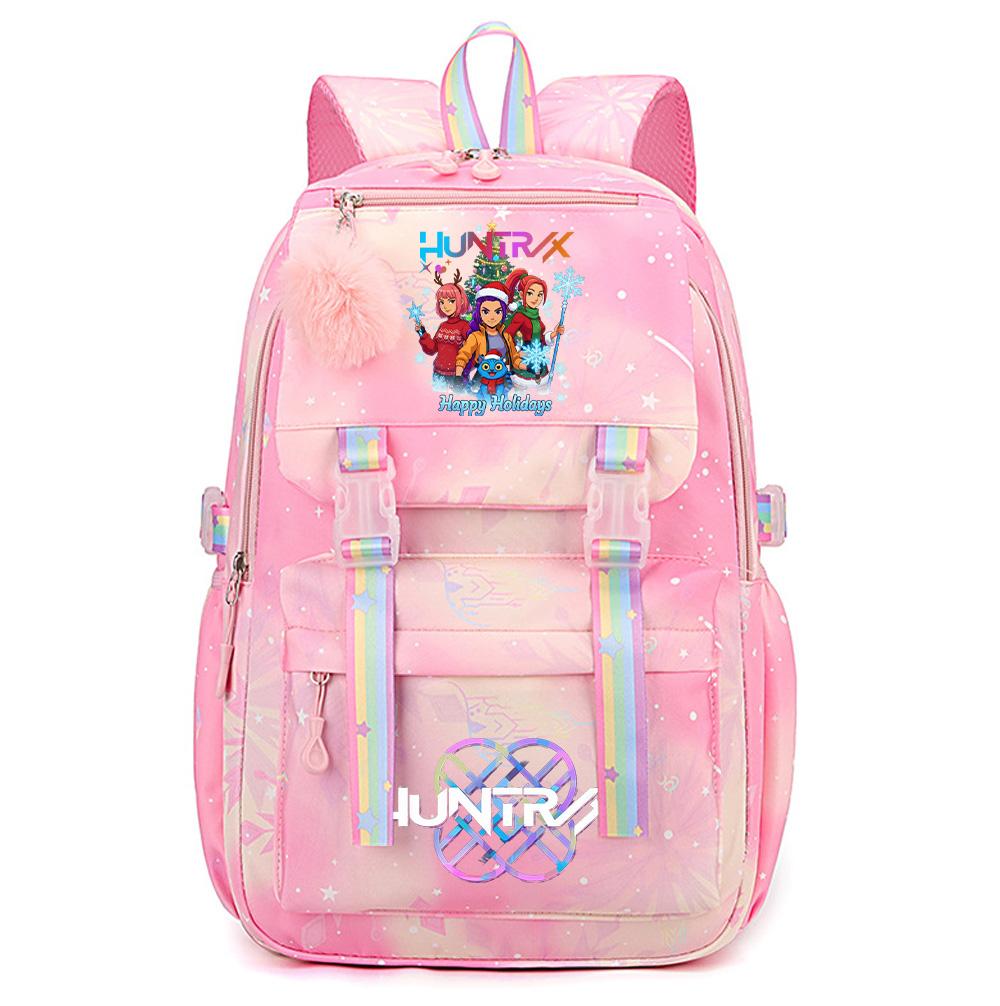 Cartoon Weihnachten KPop Dämonenjäger Bedruckter Rucksack mit großem Fassungsvermögen, wasserdicht, für Teenager, Schüler, Mädchen, Jungen, Schultasche, Bücherrucksack, Damen, wasserdichte Reisetasche