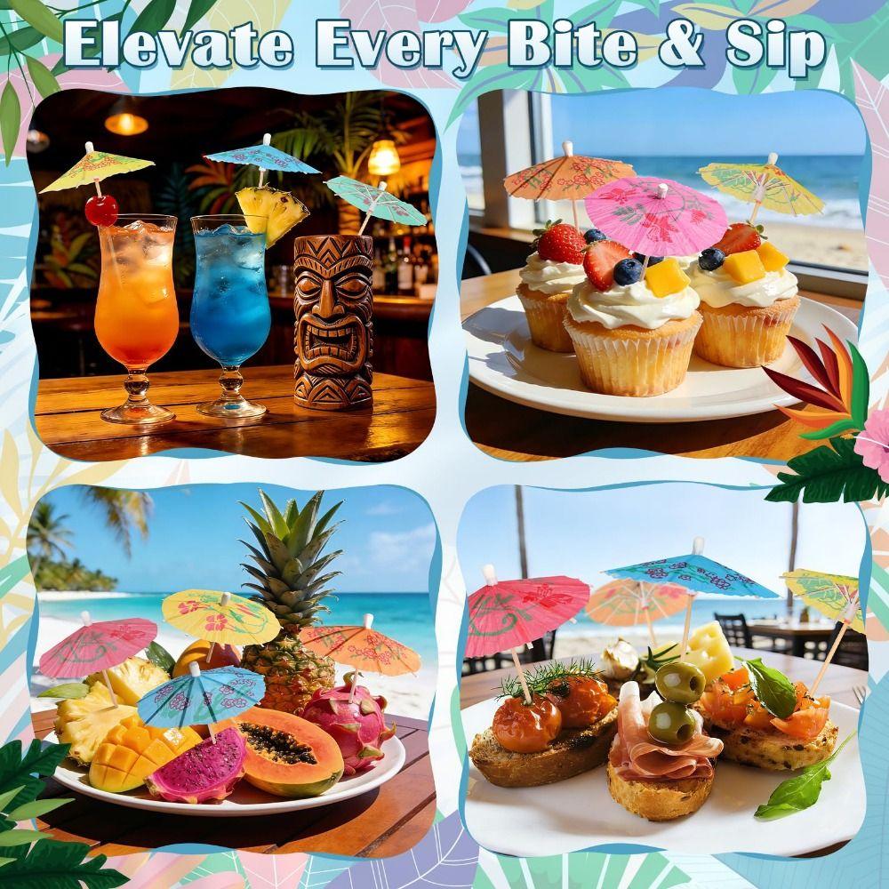 50Pcs Multicolored Cocktail Picks Mini Drink Umbrellas Cocktail Drink Umbrellas Drinks Garnish