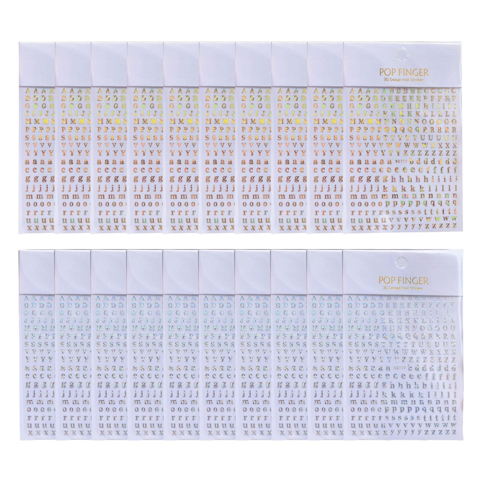 

20 шт. Декоративна епоксидна смола Декоративна наклейка Барвисті англійські алфавіти Наклейки для мистецтва нігтів Самоклеюча наклейка для манікюру 3