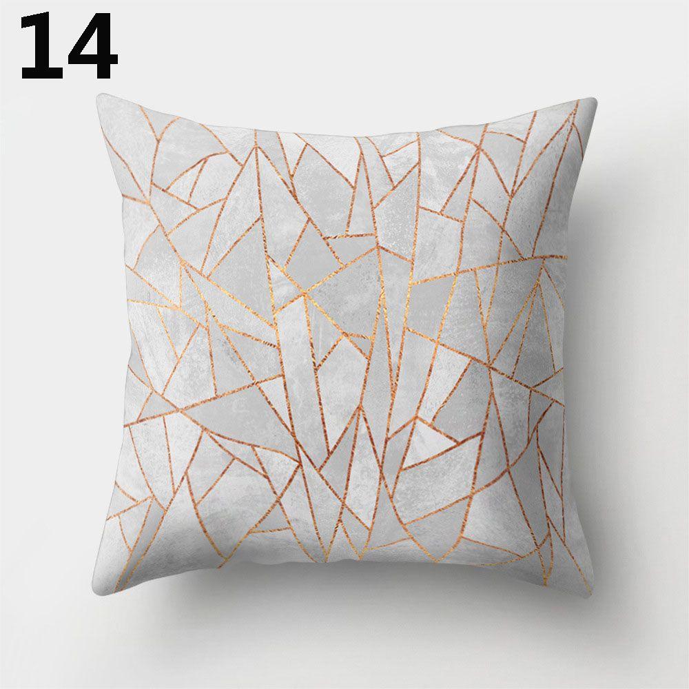 Gold Shining Home Decor Car Seat Peach Skin Cashmere Cushion Cover Pillow Cases Geometric Printed