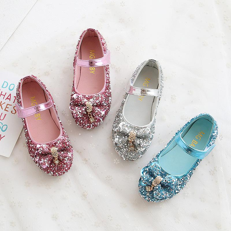 Prinzessin Kinder Mädchen Party Glänzende Flache Schuhe Anti-Rutsch Weiche Kinder Pailletten Niedriger Absatz Schuhe Geburtstag Urlaub Freizeit Schuhe H06224