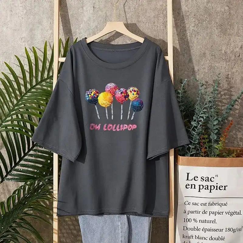 T-Shirt Damen Vielseitig Sommer Lässig Große Größe Locker Rundhals Pullover Kurzärmelige Oberteile
