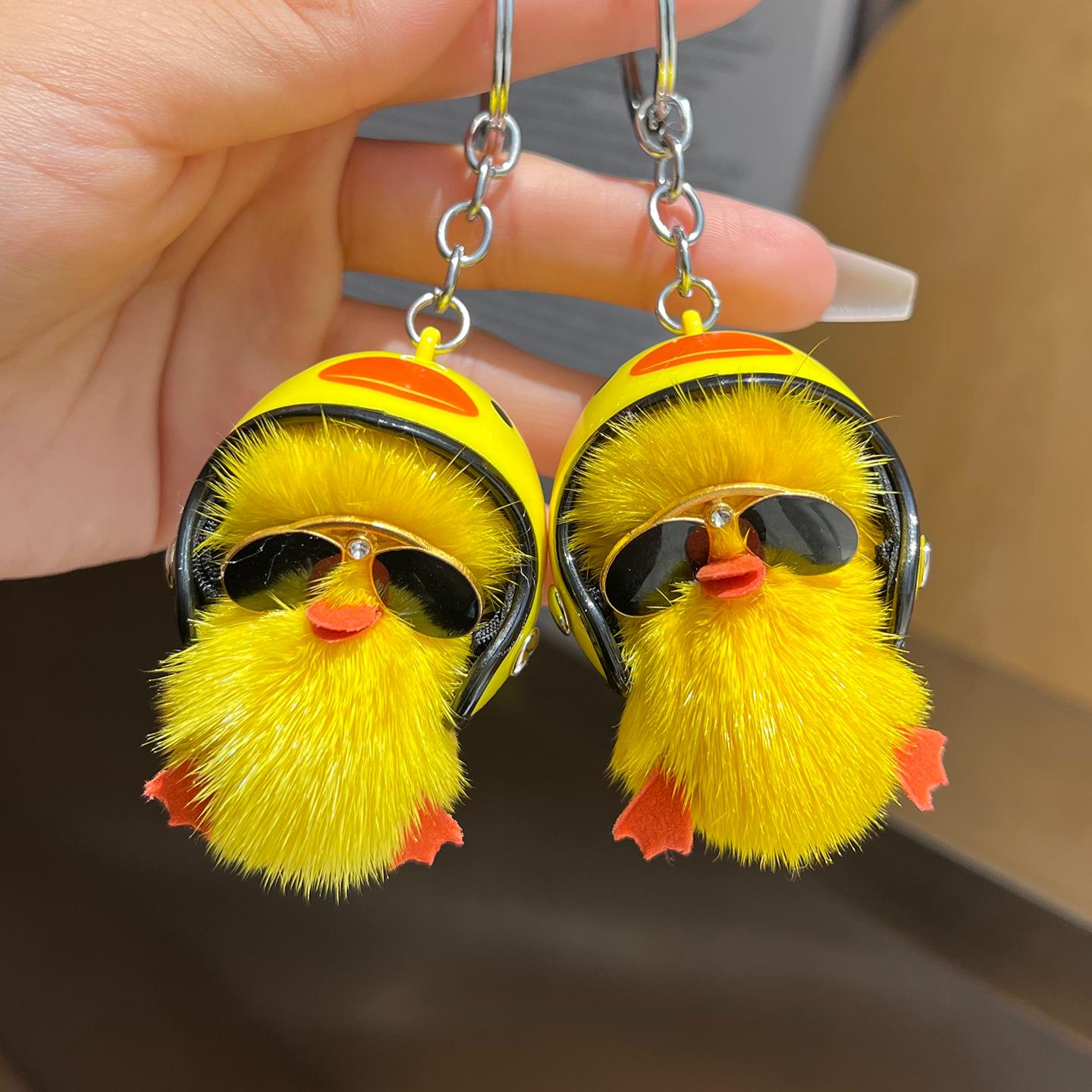 

Cute Mink Hair Little Yellow Duck Car Keychain Pendant Plush Doll Schoolbag Pendant Children s Gift