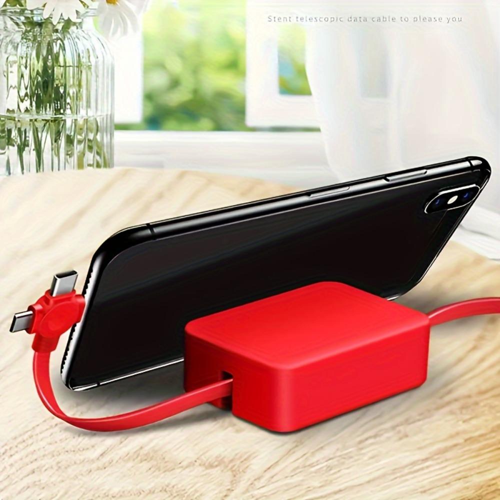 Suport telescopic multifuncțional 3 în 1 cu cablu de încărcare super rapidă și sincronizare a datelor pentru telefoane mobile - PVC rezistent, formă rotundă