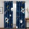 Kids Space Curtains Galaxy Rocket Astronaut Starry Art Printed for Boys Bedroom Playroom Nursery Decor
