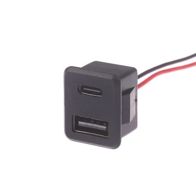 1 peça de soquete tipo C com base fêmea USB de camada dupla e soquete de carregamento de lâmpada USB fêmea com conector de cabo