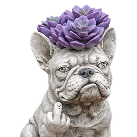Bulldogge Hund Pflanzgefäß Lustiger Mittelfinger Hund Harz Blumentopf Niedliche Tierform