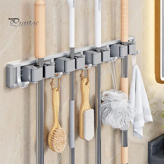 An der Wand montierter Besenständer, starkes, tragfähiges, verstellbares Design, weit verbreitet, einfach zu installierender Mopphaken, Besenaufhänger