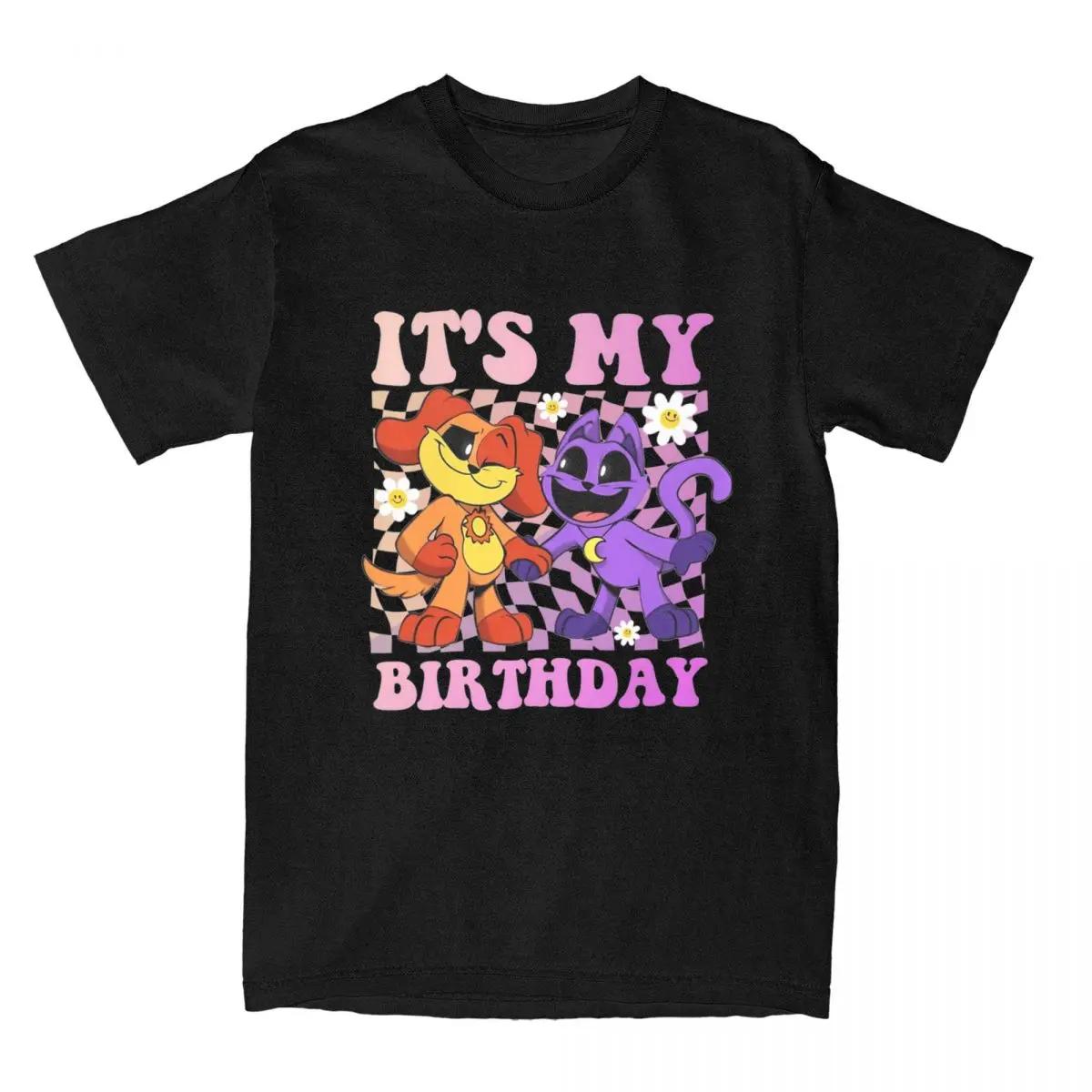 

Футболки Its My Birthday Funny Catnap Dogday для мужчин и женщин Smiling Critters Vintage All Seasons Tees L чёрный