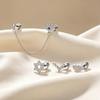 Six-Pointed Star S925 Sterling Silver Chain Layered Stud Earrings - European & American Fashion