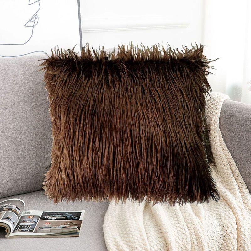 45/50cm Cushion Cover Modern Simple Soft Fluffy Pure White Plush Pillow Home Cushion Artificial Imitation Wool Pillow Cover