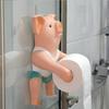 1pc Cute Pig Toilet Paper Holder, Resin Tissue Roll Dispenser, Self Adhesive Wall Mount, for Bathroom