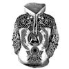 Vintage Sweatshirt Men 3D Print Viking Mythology Hooded Long Sleeve Oversized Hip Hop Hoodies kids coat
